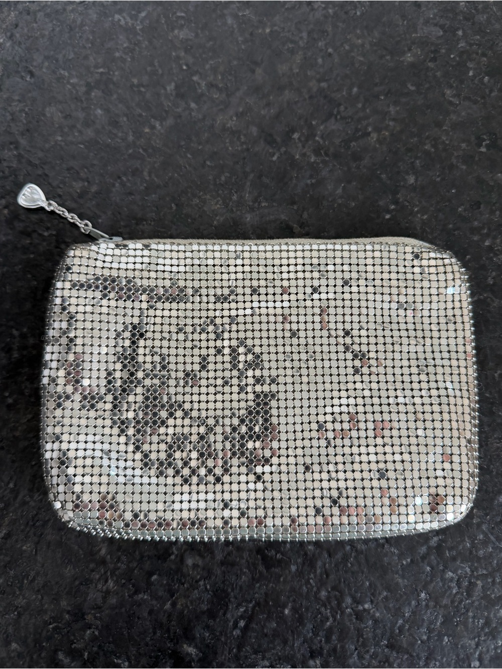 Whiting & Davis 6.5"x 4.5" Silver Metal Mesh Clutch or Makeup Bag